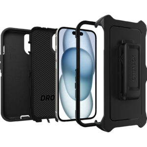 Defender with Holster for iPhone 17e, iPhone 16e, iPhone 15, iPhone 14, iPhone 13 in Black